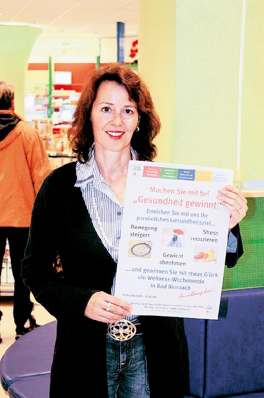 Doris Schwaabe, Inhaberin der SaniPlus Apotheke im pep, lädt zu der Aktion »Gesundheit gewinnt« ein.