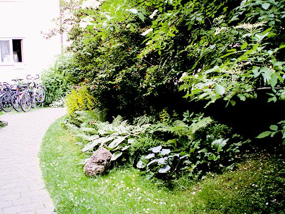 Abwechslungsreich und wunderbar grün ist der Innenhof in der Otkerstraße 11 bis 15. Foto: Woschée	