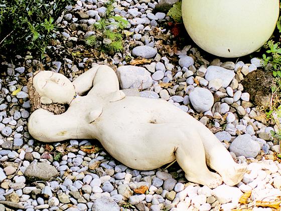 Liebevoll ausgesuchte Dekoobjekte kann man im Wassergarten von Familie Czekalsi in Riemerling bewundern.  Foto: Woschée