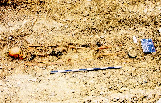 Bei den Grabungsarbeiten im Jahr 2004 wurde unter anderem das Grab einer jungen Frau mit wertvollen Beigaben gefunden.    Foto: Goverts