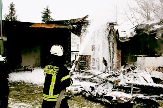 Schwere Bedingungen für die Freiwillige Feuerwehr Oberschleißheim beim Löschen.	Foto: Korste